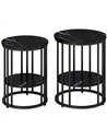 HOMCOM Set of Two Marble-Effect Coffee Tables - Black