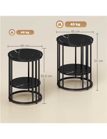 HOMCOM Set of Two Marble-Effect Coffee Tables - Black - pic 166800 | FastDaddyshop