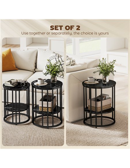 HOMCOM Set of Two Marble-Effect Coffee Tables - Black - pic 166802 | FastDaddyshop