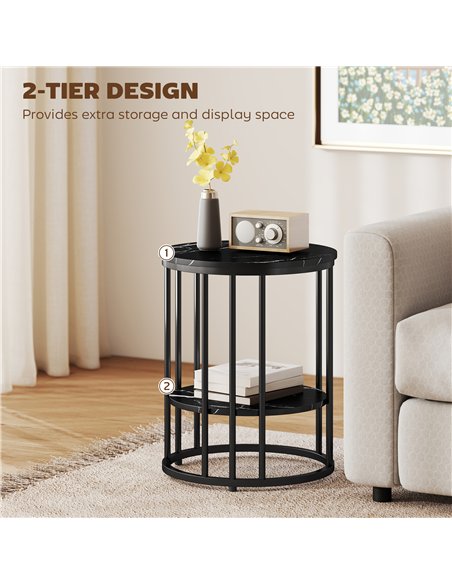 HOMCOM Set of Two Marble-Effect Coffee Tables - Black - pic 166803 | FastDaddyshop