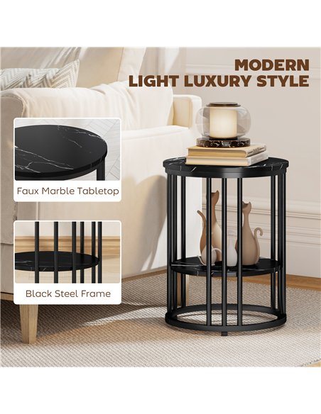 HOMCOM Set of Two Marble-Effect Coffee Tables - Black - pic 166804 | FastDaddyshop