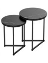 HOMCOM Set of Two Marble-Effect Nest of Tables - Black Marble Effect