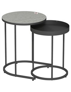 HOMCOM Set of Two Industrial Nesting Tables - Grey