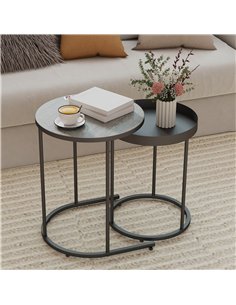 HOMCOM Set of Two Industrial Nesting Tables - Grey 2