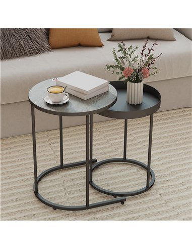HOMCOM Set of Two Industrial Nesting Tables - Grey