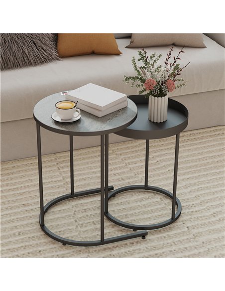 HOMCOM Set of Two Industrial Nesting Tables - Grey - pic 166817 | FastDaddyshop