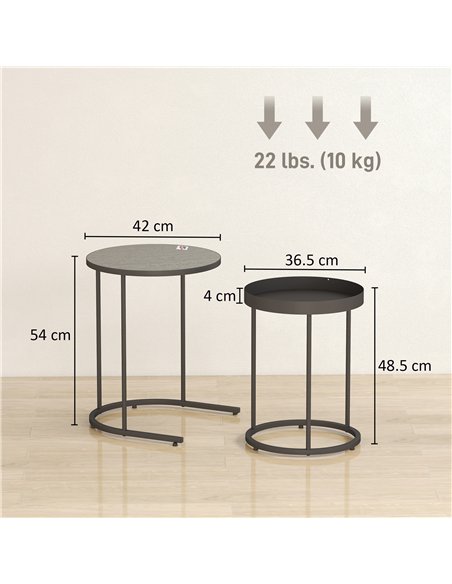 HOMCOM Set of Two Industrial Nesting Tables - Grey - pic 166818 | FastDaddyshop