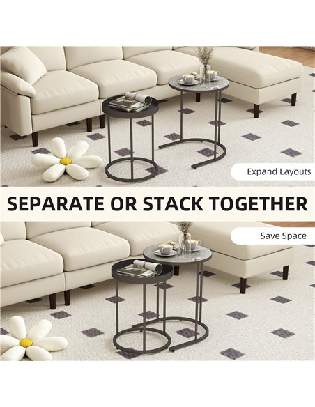 HOMCOM Set of Two Industrial Nesting Tables - Grey - pic 166819 | FastDaddyshop