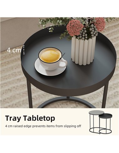HOMCOM Set of Two Industrial Nesting Tables - Grey