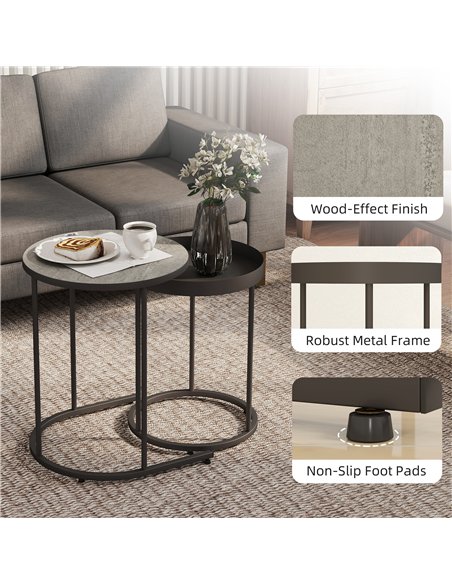 HOMCOM Set of Two Industrial Nesting Tables - Grey - pic 166821 | FastDaddyshop