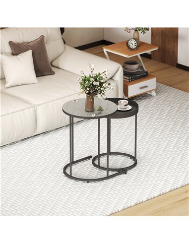 HOMCOM Set of Two Industrial Nesting Tables - Grey