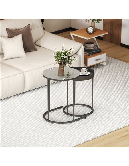 HOMCOM Set of Two Industrial Nesting Tables - Grey - pic 166822 | FastDaddyshop