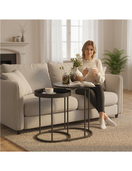 HOMCOM Set of Two Industrial Nesting Tables - Grey - pic 166824 | FastDaddyshop