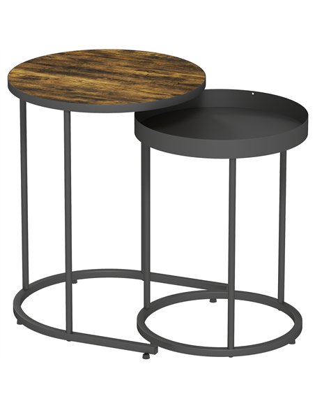 HOMCOM Set of Two Industrial Nesting Tables - Brown/Black - pic 166825 | FastDaddyshop