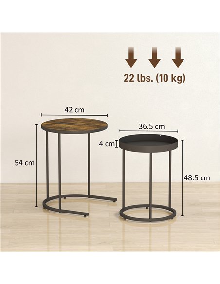 HOMCOM Set of Two Industrial Nesting Tables - Brown/Black - pic 166827 | FastDaddyshop