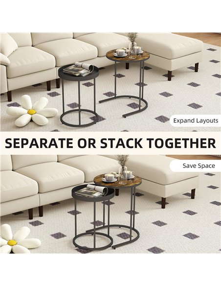 HOMCOM Set of Two Industrial Nesting Tables - Brown/Black - pic 166828 | FastDaddyshop