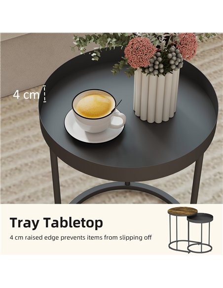 HOMCOM Set of Two Industrial Nesting Tables - Brown/Black - pic 166829 | FastDaddyshop