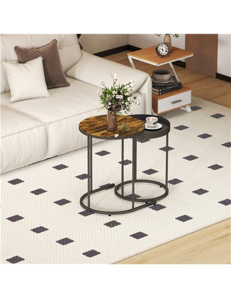 HOMCOM Set of Two Industrial Nesting Tables - Brown/Black - pic 166831 | FastDaddyshop