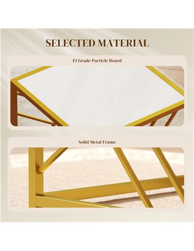 HOMCOM Nesting Coffee Tables, Set of 3 Square Side Tables with Black Metal Frame, for Living Room, Bedroom and Office, White