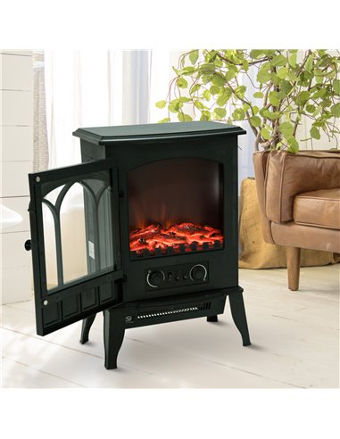 Homcom Freestanding Electric Fireplace Heater, 1000W/2000W, Black