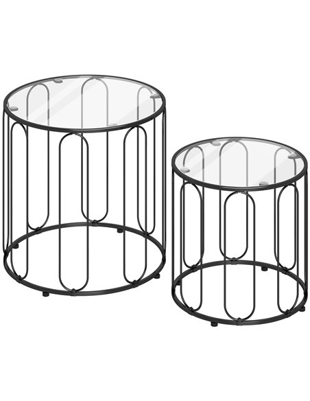 HOMCOM Elliptical Cut-Out Nesting Tables - Black - pic 166843 | FastDaddyshop