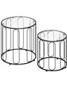 HOMCOM Elliptical Cut-Out Nesting Tables - Black