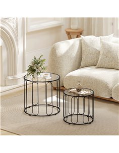 HOMCOM Elliptical Cut-Out Nesting Tables - Black 2