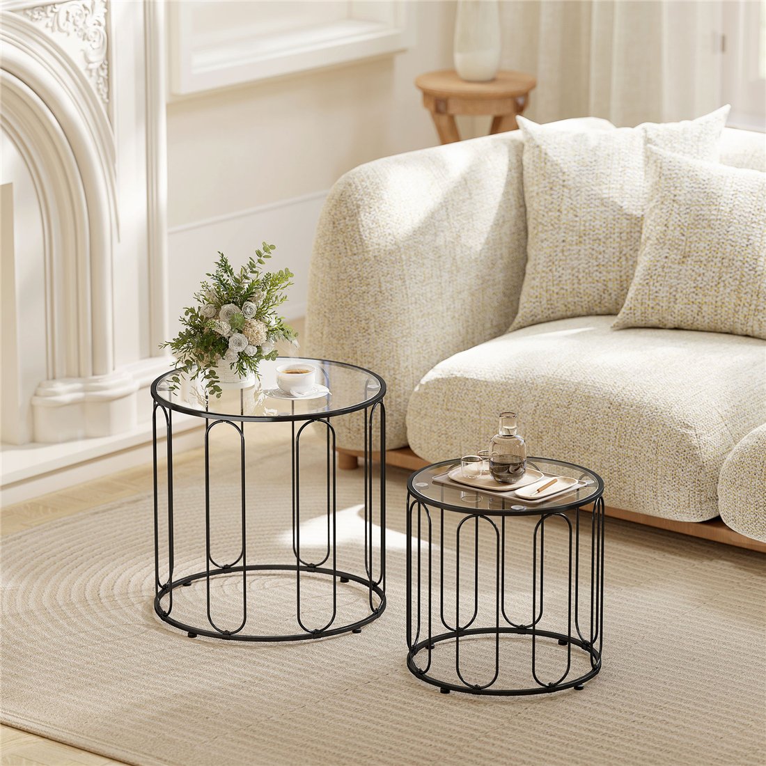 HOMCOM Elliptical Nesting Coffee Tables Black 83B-247V00BK pic1