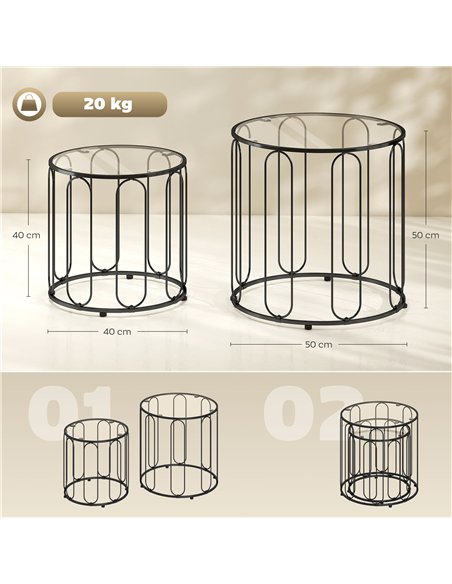 HOMCOM Elliptical Cut-Out Nesting Tables - Black - pic 166845 | FastDaddyshop