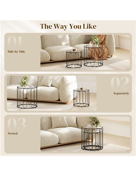 HOMCOM Elliptical Cut-Out Nesting Tables - Black - pic 166846 | FastDaddyshop