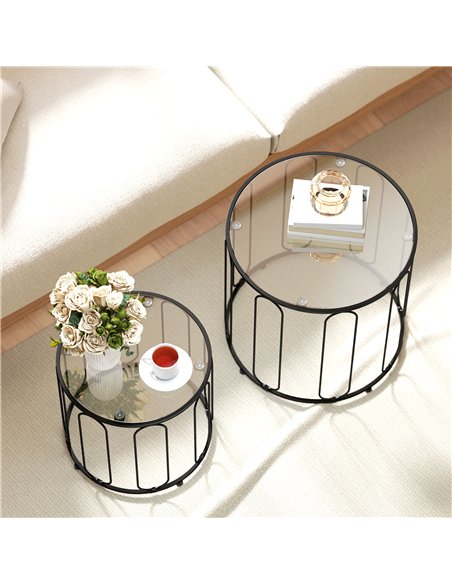 HOMCOM Elliptical Cut-Out Nesting Tables - Black - pic 166850 | FastDaddyshop