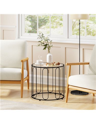 HOMCOM Elliptical Cut-Out Nesting Tables - Black