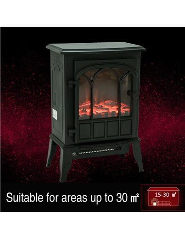 HOMCOM Freestanding Electric Fireplace Heater, 1000W/2000W-Black 