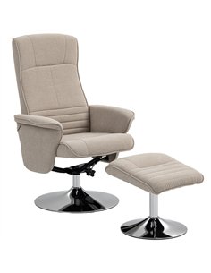 HOMCOM Swivel Recliner Chair with Footstool, Velvet Recliner Armchair with Ottoman, Steel Base, Upholstered Reclining Chair for 