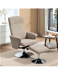 HOMCOM Swivel Recliner Chair with Footstool, Velvet Recliner Armchair with Ottoman, Steel Base, Upholstered Reclining Chair for  2