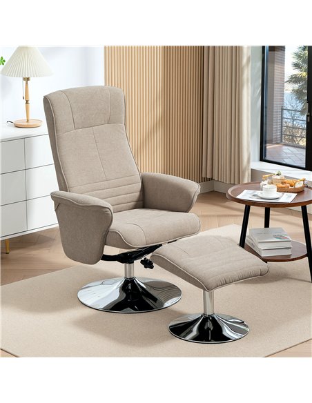 HOMCOM Swivel Recliner Chair with Footstool, Velvet Recliner Armchair with Ottoman, Steel Base, Upholstered Reclining Chair for  - pic 166862 | FastDaddyshop