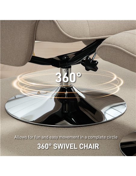 HOMCOM Swivel Recliner Chair with Footstool, Velvet Recliner Armchair with Ottoman, Steel Base, Upholstered Reclining Chair for  - pic 166865 | FastDaddyshop