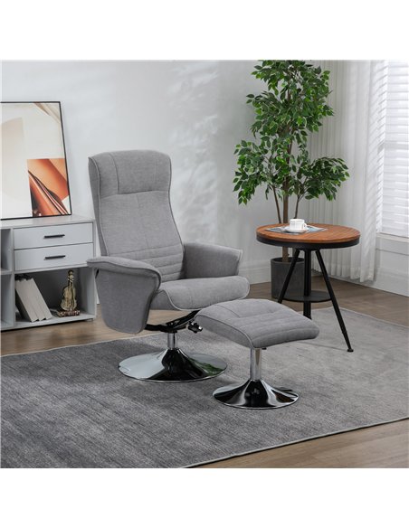 HOMCOM Swivel Recliner Chair with Footstool, Velvet Recliner Armchair with Ottoman, Steel Base, Upholstered Reclining Chair for  - pic 166871 | FastDaddyshop