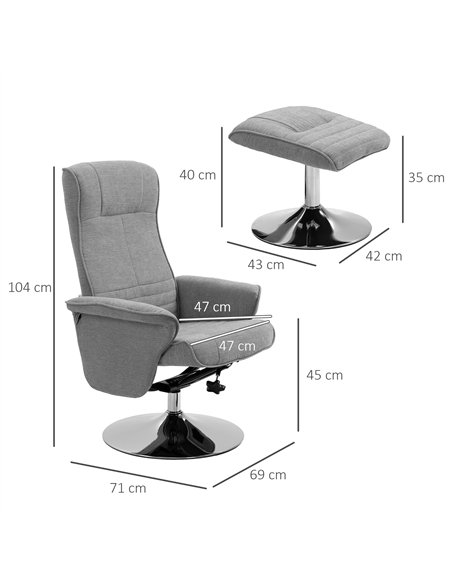 HOMCOM Swivel Recliner Chair with Footstool, Velvet Recliner Armchair with Ottoman, Steel Base, Upholstered Reclining Chair for  - pic 166872 | FastDaddyshop