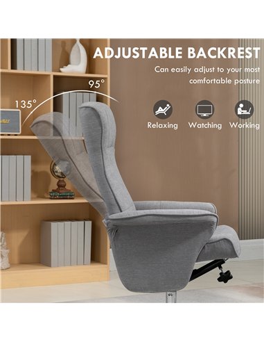 HOMCOM Swivel Recliner Chair with Footstool, Velvet Recliner Armchair with Ottoman, Steel Base, Upholstered Reclining Chair for 