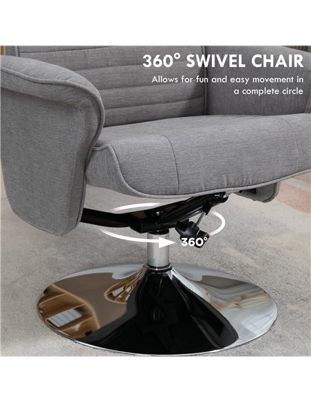 HOMCOM Swivel Recliner Chair with Footstool, Velvet Recliner Armchair with Ottoman, Steel Base, Upholstered Reclining Chair for  - pic 166874 | FastDaddyshop