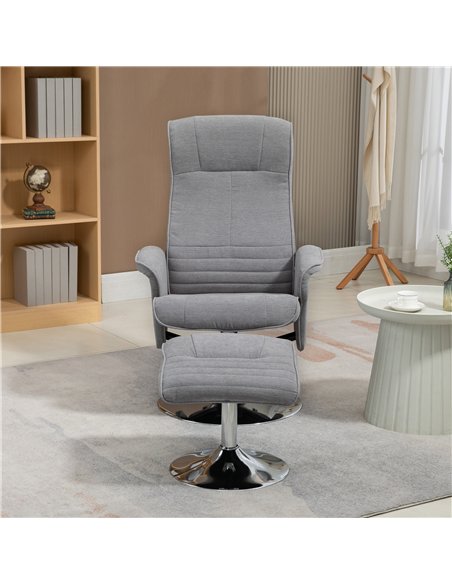 HOMCOM Swivel Recliner Chair with Footstool, Velvet Recliner Armchair with Ottoman, Steel Base, Upholstered Reclining Chair for  - pic 166876 | FastDaddyshop