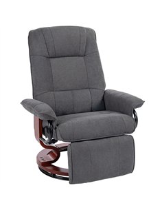 HOMCOM Reclining Swivel Chair, with Footrest - Grey