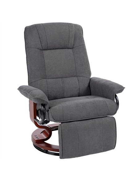 HOMCOM Reclining Swivel Chair, with Footrest - Grey - pic 166879 | FastDaddyshop