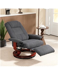 HOMCOM Reclining Swivel Chair, with Footrest - Grey 2