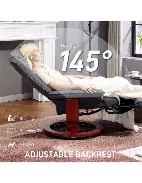 HOMCOM Reclining Swivel Chair, with Footrest - Grey - pic 166882 | FastDaddyshop