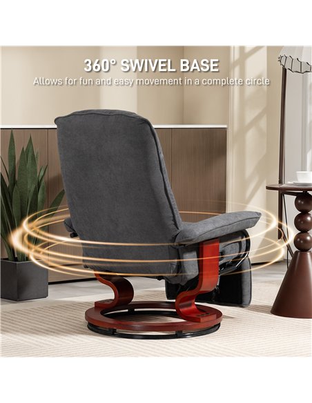 HOMCOM Reclining Swivel Chair, with Footrest - Grey - pic 166883 | FastDaddyshop