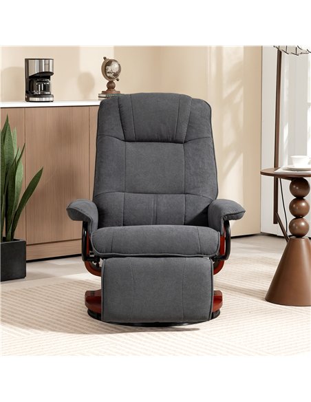 HOMCOM Reclining Swivel Chair, with Footrest - Grey - pic 166885 | FastDaddyshop
