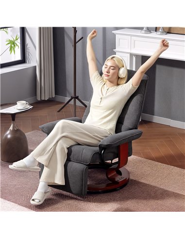 HOMCOM Reclining Swivel Chair, with Footrest - Grey