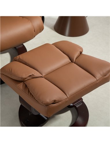 HOMCOM Faux Leather Reclining Chair and Footstool - Brown